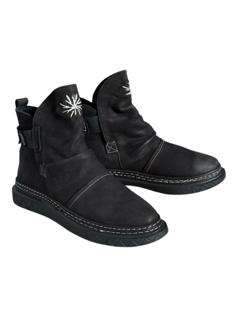 Bernie Mev Black Leather Slouch Ankle Boots Faux Fur NWOT EU 39 US 8 Comfort